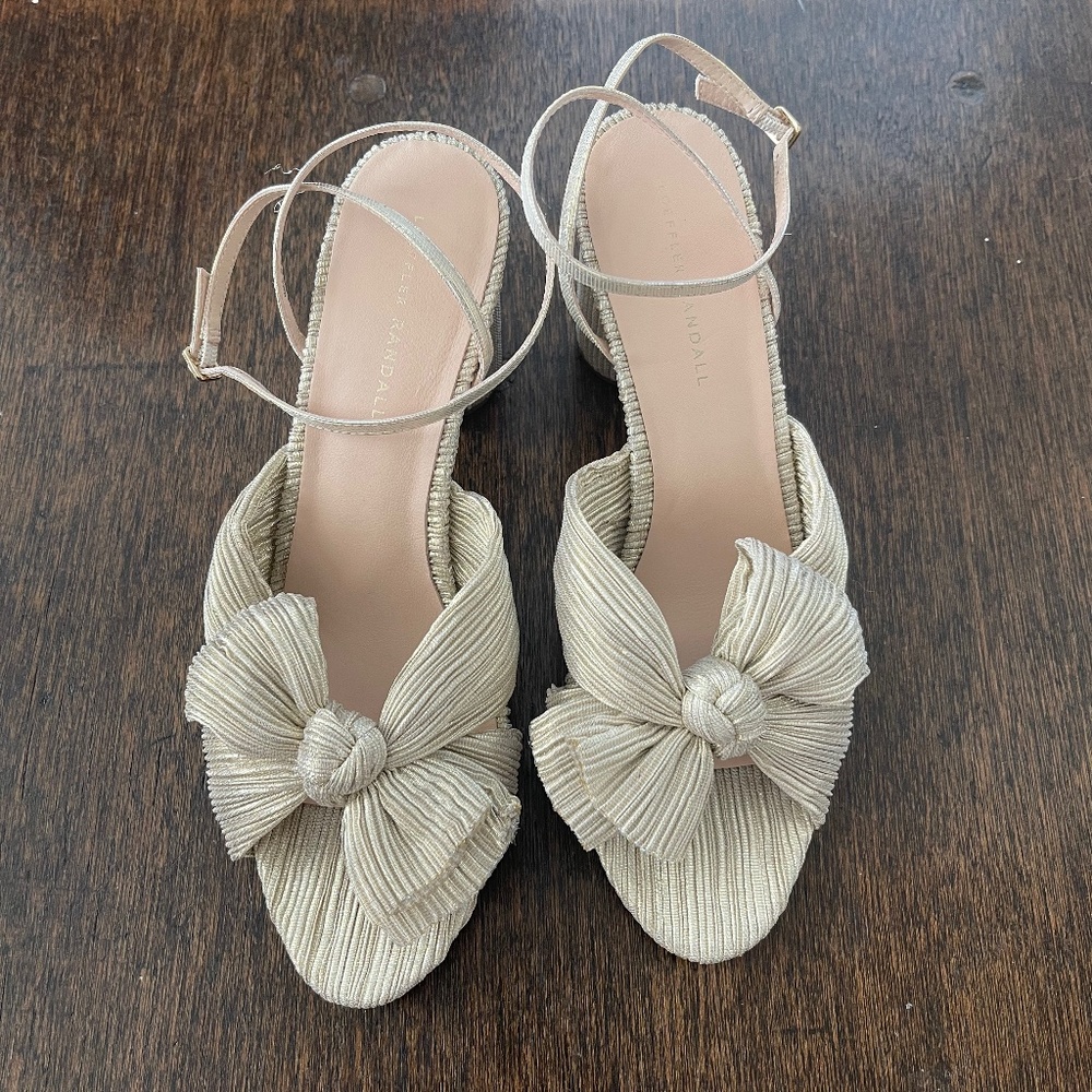 Loeffler Randall - Camellia Platinum Pleated Bow Heel - Picture 1 of 3
